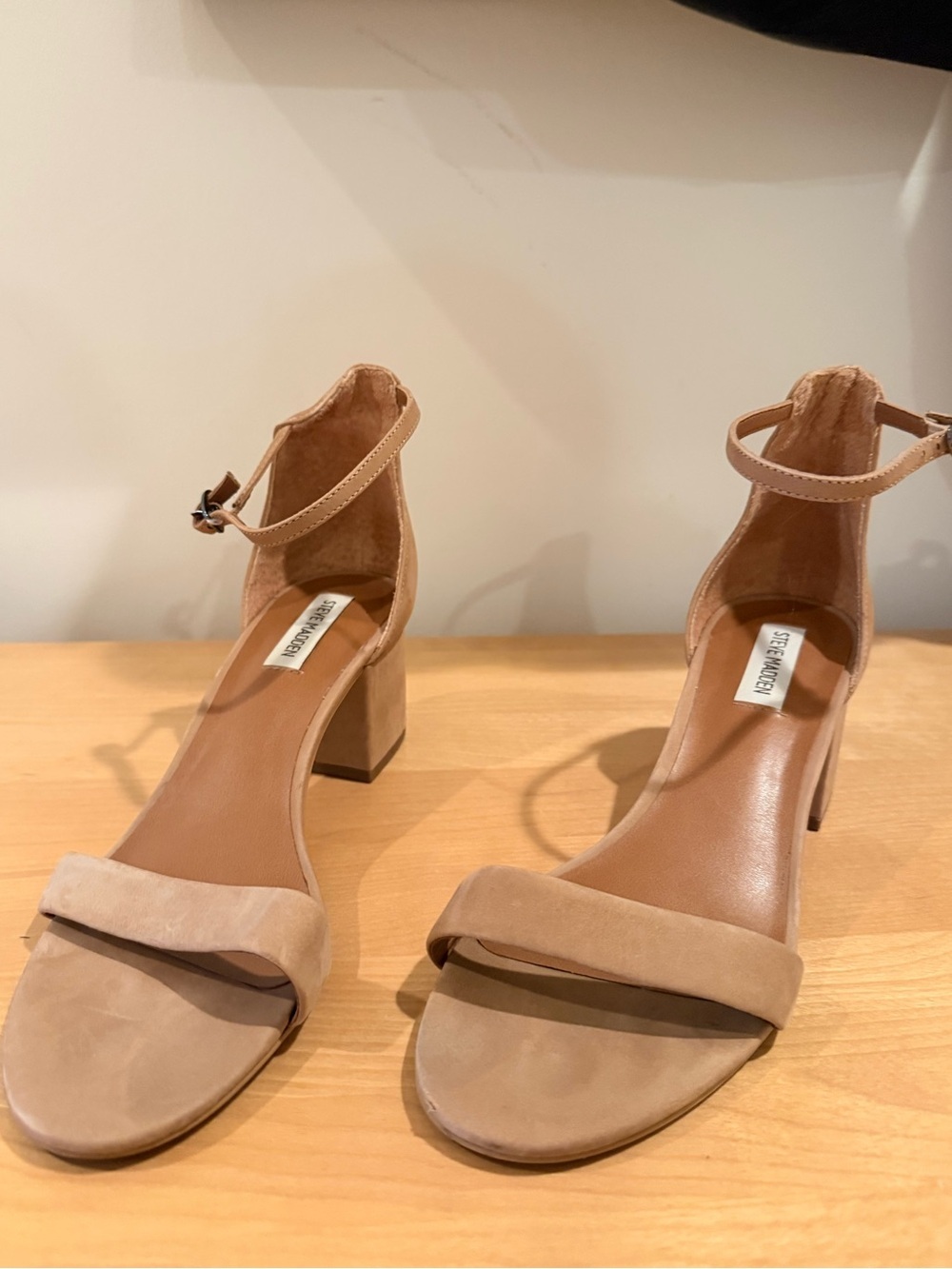 Steve Madden Irena Strap Block Heel Sandals in Taupe